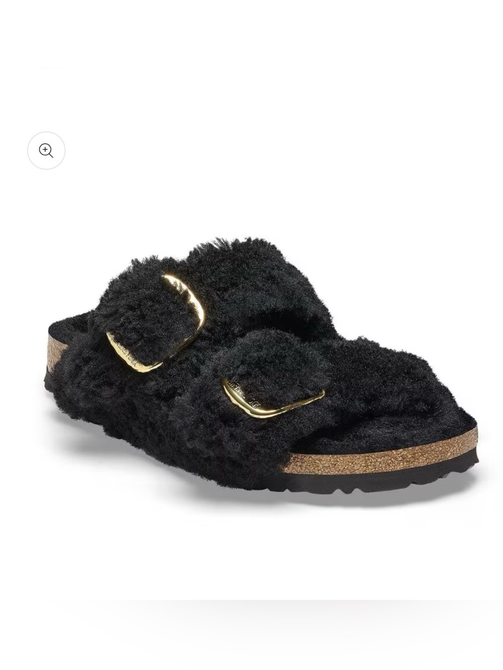 Women’s Birkenstock - Big Buckle Shearling - Black/Gold Size 40